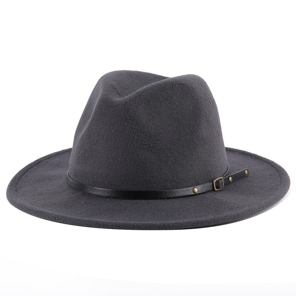 Unisex Panama Hat Vintage Wide Brim Belt Buckle Felt Fedora  display picture 2