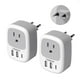 thumbnail image 1 of Adaptador de enchufe de viaje TESSAN de EE. UU. a Europa con 3 puertos USB, 1 of 6