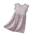 thumbnail image 5 of Bovxnpu Girls Dresses Summer Outfits Cotton Short Sleeve Sundress Ruffle Sleeves Floral Crewneck Sundress, 5 of 5
