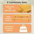 thumbnail image 6 of Tcbosik Wooden Picnic Table with 2 Built-in Benches, Rectangle Dining Table Set with 2 Seats, Heavy-Duty Beer Table Set for Garden, Patio, Lawn, Backyard, Natural, 6 of 8
