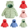 thumbnail image 5 of Atogsazn Toddler Baby Boy Puffer Jacket Full Zip Cute Dinsaour Hoodie Winter Long Sleeve Tops Outerwear Clothing Green 3-4 Years Fashion, 5 of 5