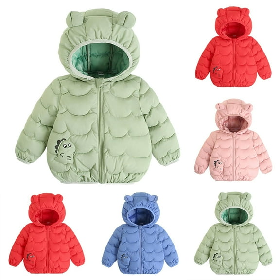 NAISIBABY Boys Girls Quilted Coat(2-7T), Zipper Cute Hooded Lightweight Warm Winter Puffer Jacket Outwear Green 6T