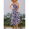 thumbnail image 5 of Women's Summer Dresses Casual Sleeveless Maxi Dresses Cute Floral Long Dress Wedding Guest Dress Navy Blue M (Casual Summer Dresses With Pockets), 5 of 8