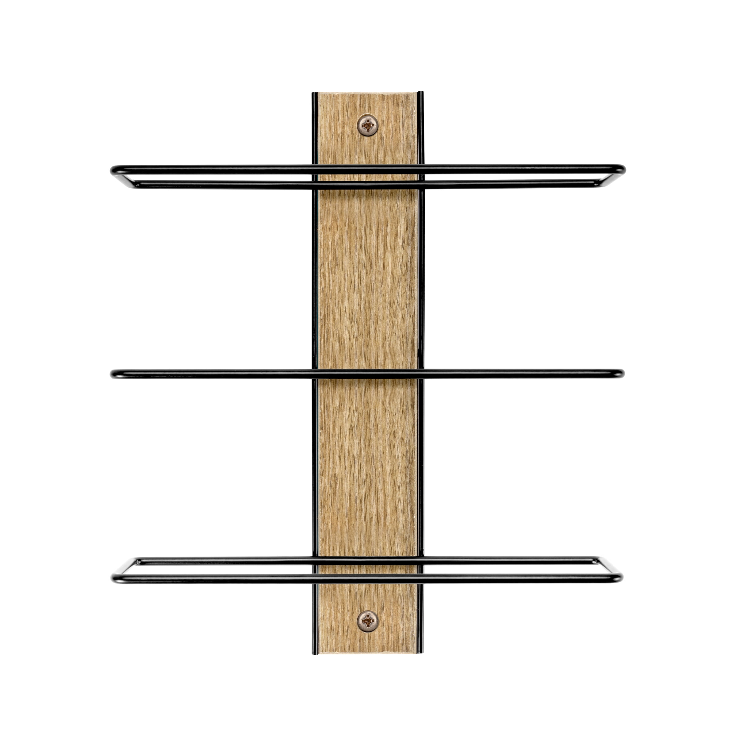 Sorbus Wall Mounted Wine Rack Set of 3, Black Metal & Mahogany Wood, Holds 9 Wine Bottles