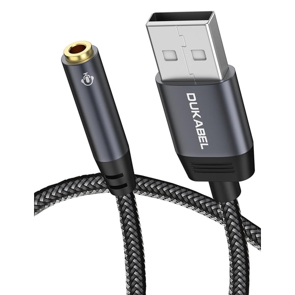 Adaptador de audio USB DUKABEL USB a conector de audio de 3,5 mm gris