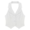 thumbnail image 5 of YIZYIF Womens Halter V Neck Dressy Vest Lapel Button Down Waistcoat Formal Tuxedo Pointed Hem Vest White M, 5 of 7
