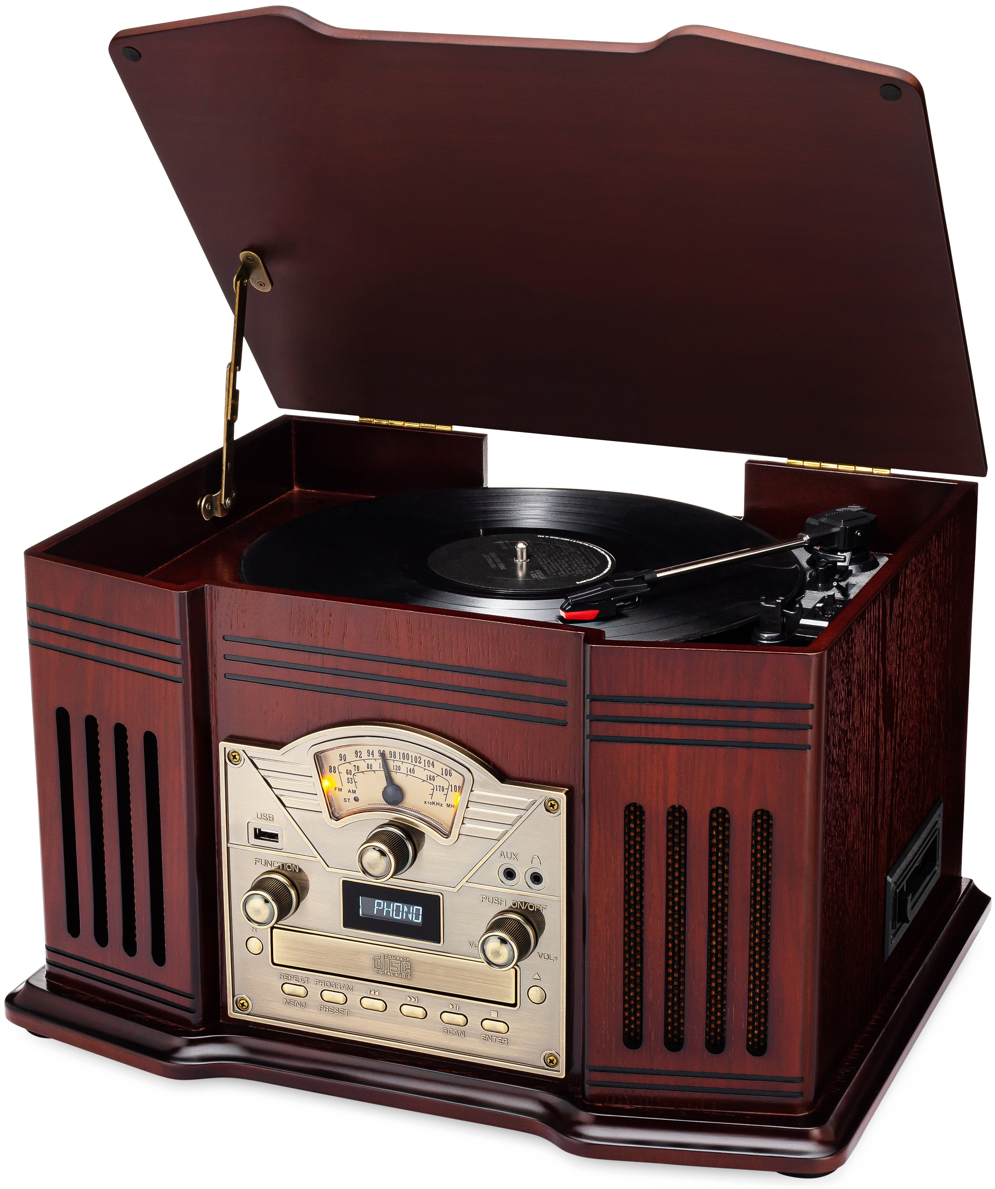 ClearClick AllinOne Turntable with 3Speed Record Player, Bluetooth