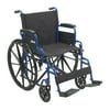 Drive Medical Blue Streak Wheelchair with Flip Back Desk Arms, Steel Frame