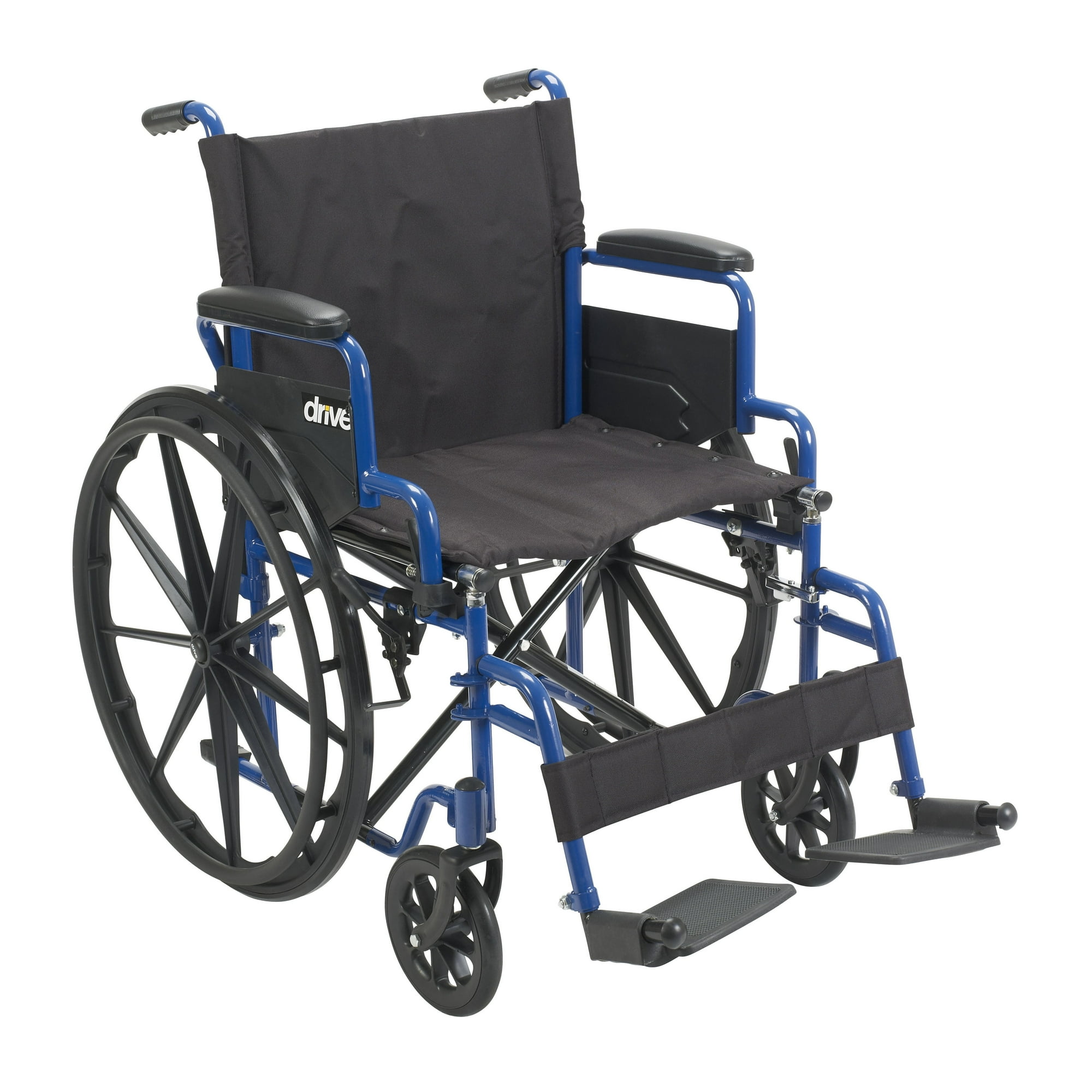 Drive Medical Blue Streak Wheelchair with Flip Back Desk Arms, Swing Away Footrests, 16" Seat