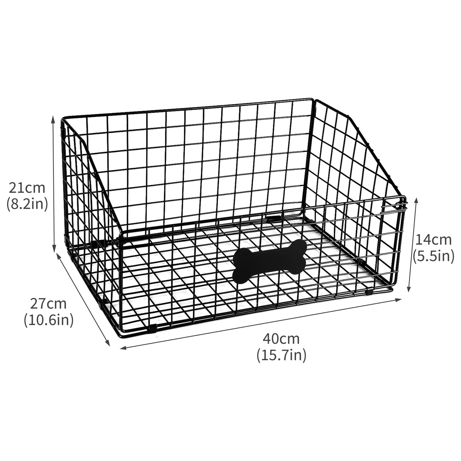 Black Metal Dog Storage Basket For Pet Toys, Food And Living Room Organization