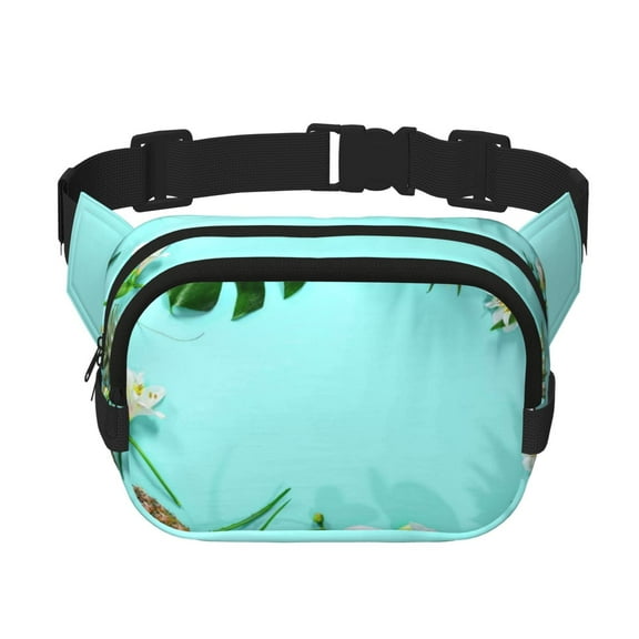Rateoe Tropical Pineapple Print Fanny Pack Belt Bag for Women and Men, Square Double-Layer Waterproof Waist Pack with Adjustable Strap for Hiking, Jogging, Cycling