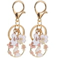 thumbnail image 1 of 2pcs Japanese Cherry Blossom Keychain Bunny Charm Keychains Key Ring Pendants, 1 of 4