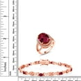 thumbnail image 2 of Gem Stone King Red Created Ruby 18K Rose Gold Plated Silver Ring and Tennis Bracelet Jewelry Set for Women (7.94 Cttw Oval Cut, Size 9), 2 of 3