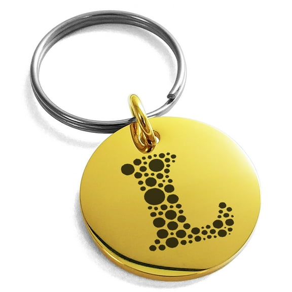 Stainless Steel Letter L Initial Dotted Monogram Engraved Small Medallion Circle Charm Keychain Keyring