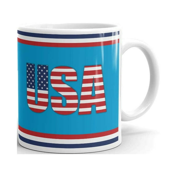 Usa Patriotic American Flag Filled Coffee Tea Ceramic Mug Office Work Cup Gift 11 oz