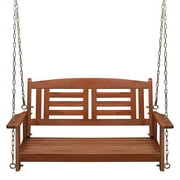 Zimtown 2 Person Fir Wood Porch Swing with Chain - Reddish Brown Double Firwood