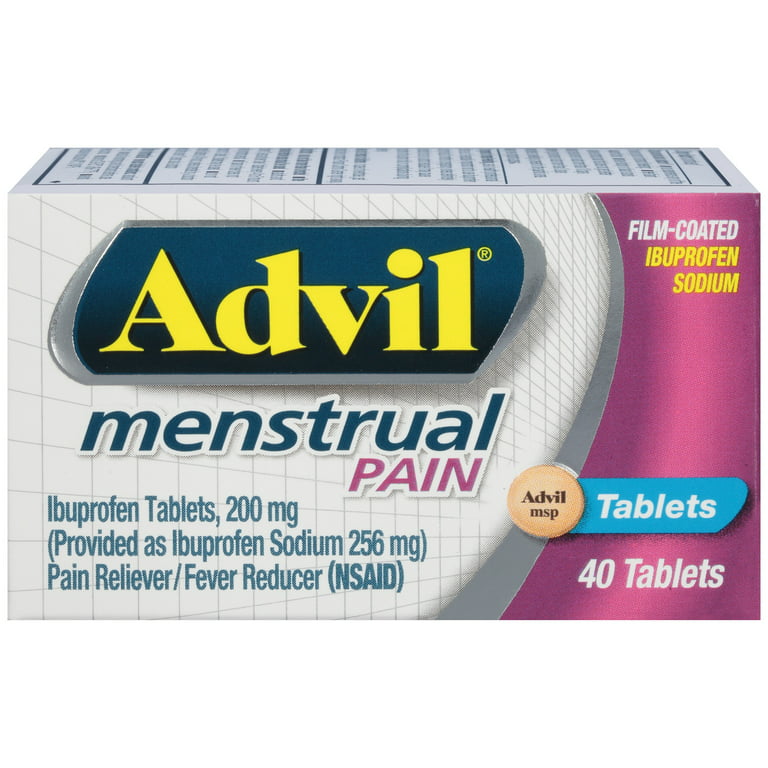 Advil Menstrual (40 Count) Pain Reliever / Fever Reducer Tablet, 200mg  Ibuprofen Sodium, Menstrual Cramps, Temporary Pain Relief 