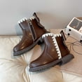 thumbnail image 5 of Girls Dressy Boots Faux Leather Classic Style Boots Easy Zipper Closure Non Slip Sole Cute Bowknot Decor Kids Casual Winter Boots, 5 of 8