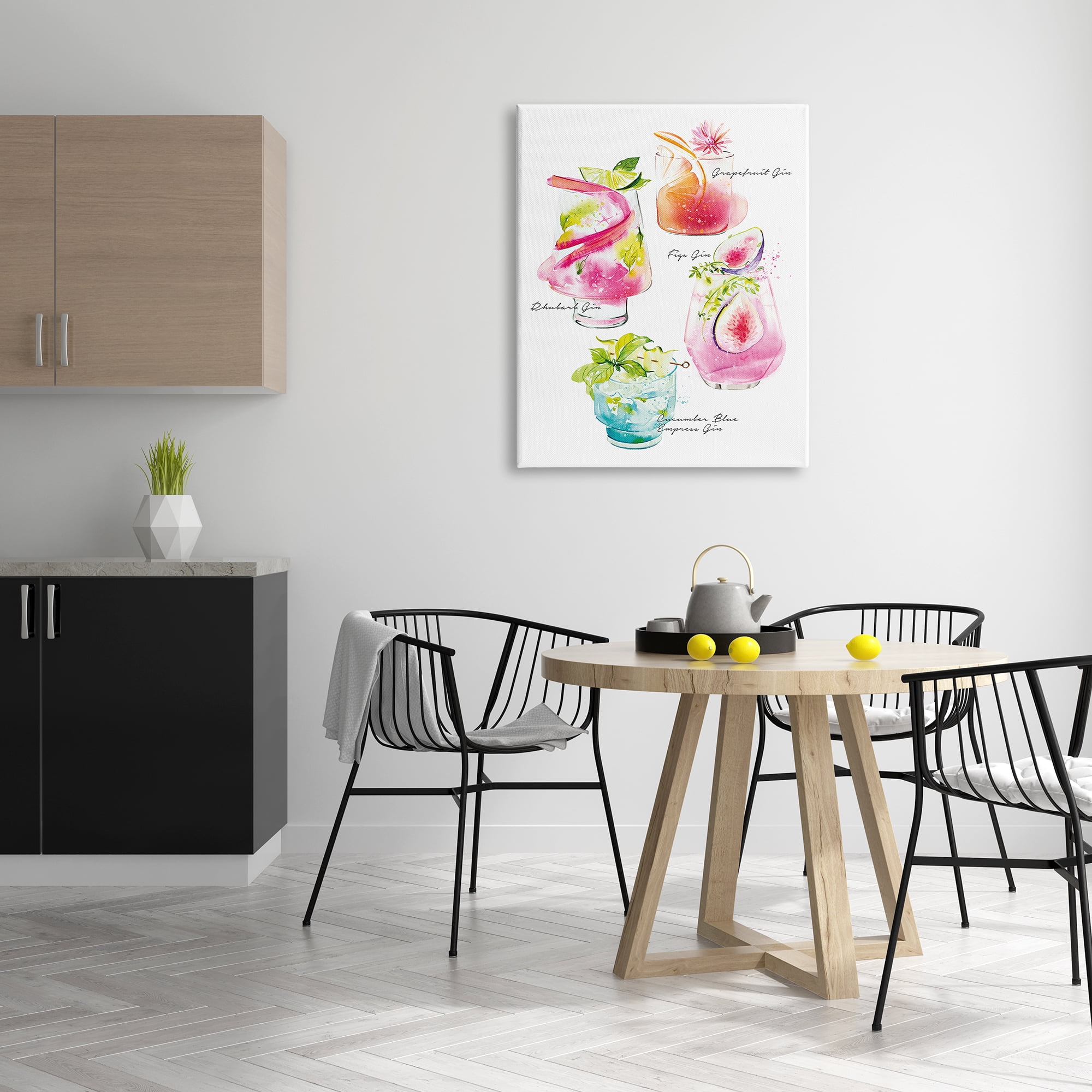 Stupell Industries Gin Cocktail Menu Food & Beverage Painting Gallery Wrapped Canvas Print Wall Art, 30 x 40