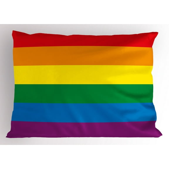 Ambesonne Rainbow Pillow Sham, Gay Parade Flag Freedom, 26" X 20", Multicolor
