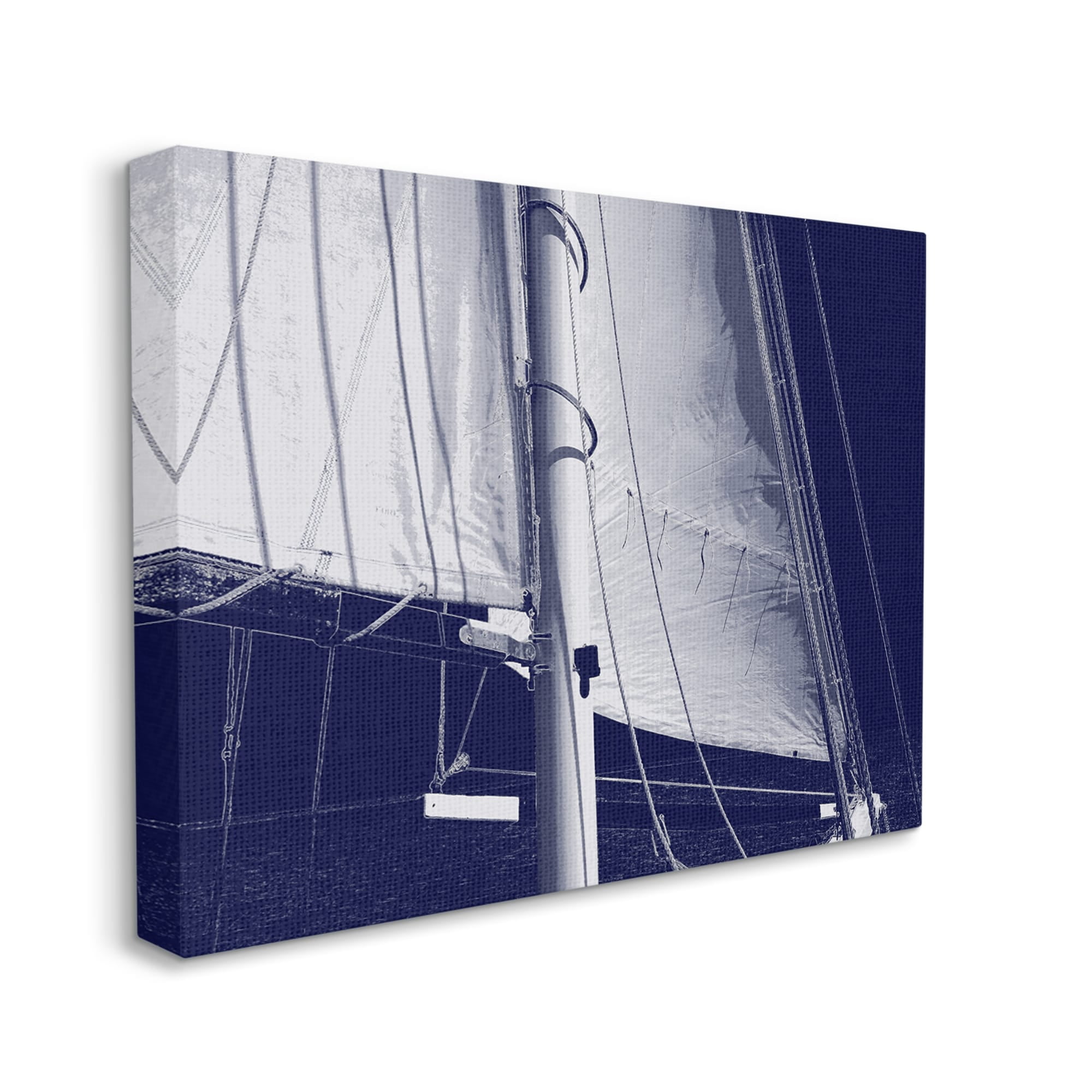Stupell Navy Blue Nautical Boat Mast Landscape Photography Gallery Wrapped Canvas Print Wall Art