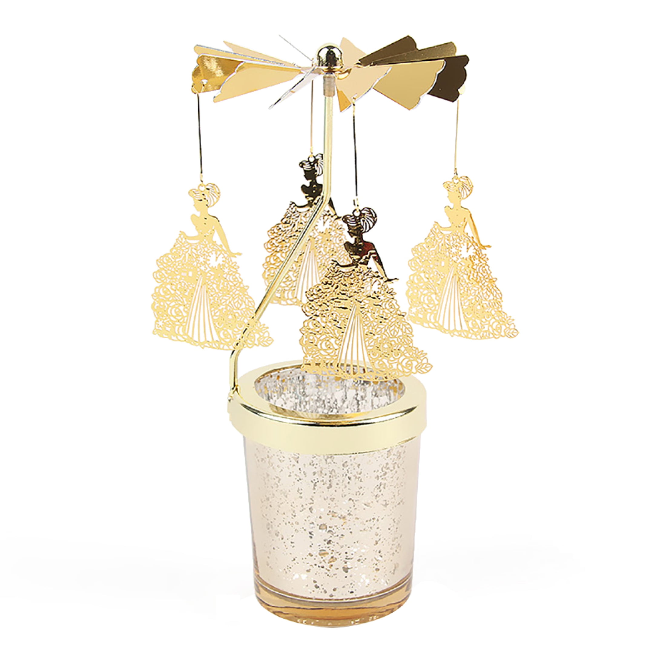EUBUY Gold Candlesticks Rotating Romantic Rotation Spinning Carrousel