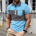 thumbnail image 2 of COM1950s Men's Short Shorts, Man Leisure Flip Collar Color Blocking Button Motion Ventilation Short Sleeve , Men Short Shorts, 2 of 9