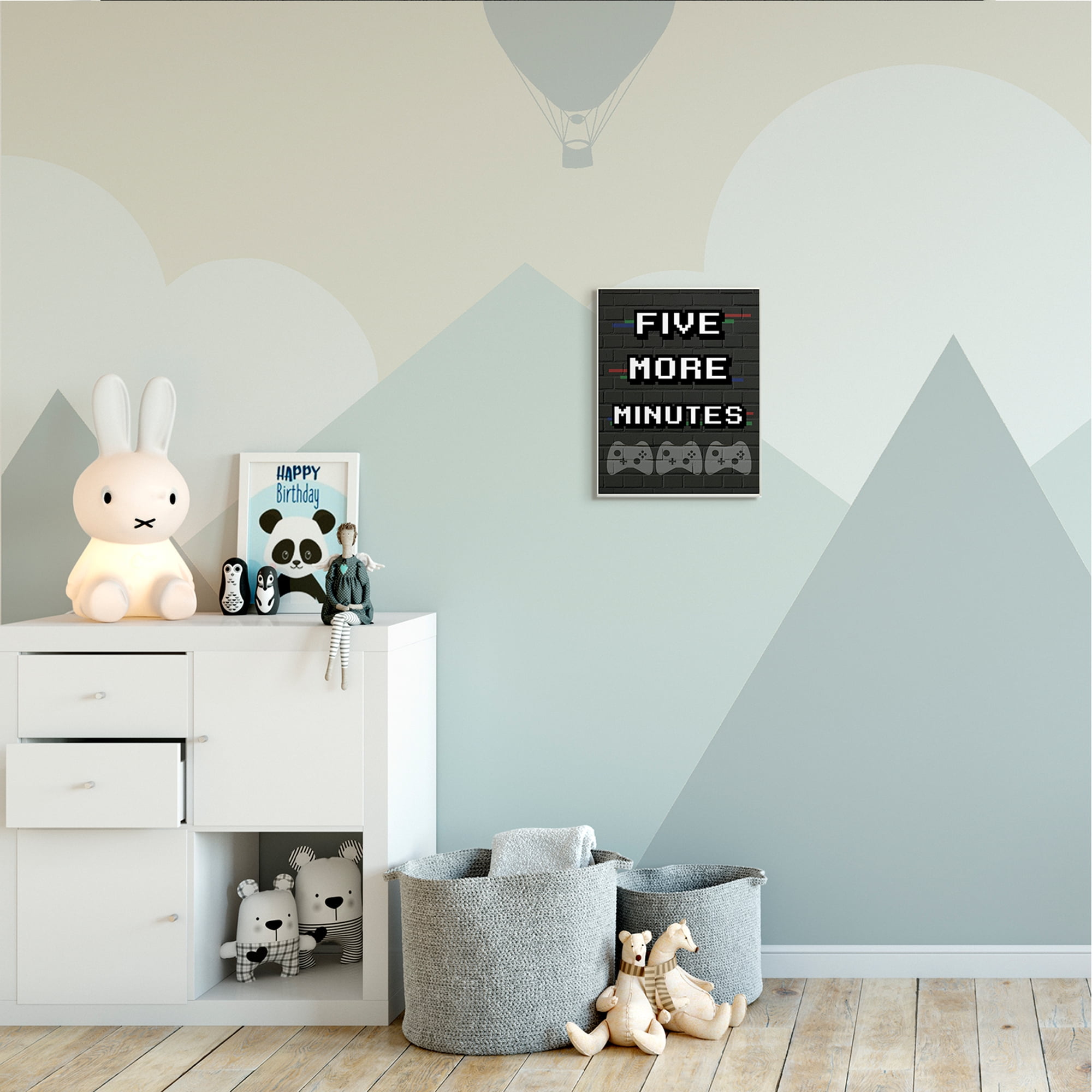 Stupell Industries Five More Minutes Video Game Phrase Retro Bricks Wood Wall Art, 10 x 15, Design by Daphne Polselli