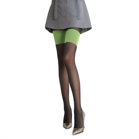 

Sorrowso Women Silky Pantyhose Sexy Contrast Color Stitching Thigh High Tights Stockings