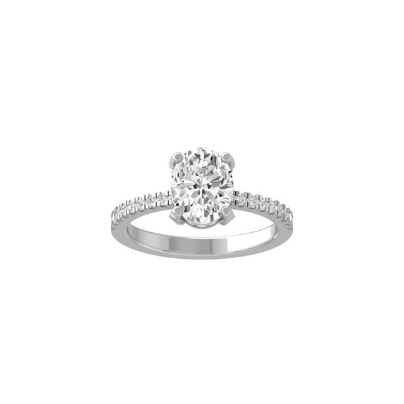ARAIYA FINE JEWELRY Sterling Silver Oval and Round-Shape Lab Grown Diamond Solitaire Engagement Ring (2 1/3 Cttw, D-F Color, VS1 Clarity) Size 5.5