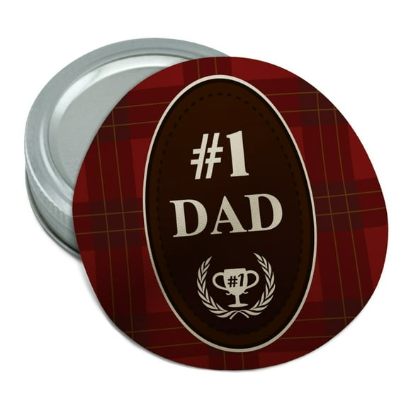 Dad Number One Best Father Plaid Round Rubber Non-Slip Jar Gripper Lid Opener