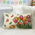 thumbnail image 4 of Tulip Flower Lumbar Decorative Throw Pillow Cover 12 x 20, Spring Summer Floral Rectangle Cushion Case Decor, Butterfly Seasonal Home Decoration for Sofa Couch, 4 of 5