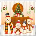 thumbnail image 1 of Charming Christmas Shower Curtain with Snowmen Festive Tree & Wreaths Perfect Holiday Decor, 1 of 4