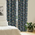 thumbnail image 3 of Ambesonne Geometric 4-Panel Curtains, Retro Circular Half Round, 56"x84", Petrol Blue Black Pink, 3 of 4