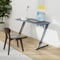 thumbnail image 2 of PayLessHere 47" Gaming Table Blue Z-Shaped Computer Desk, Steel Frame, Headphone Hook, Adjustable Feet Carbon Fiber Texture Surface, 2 of 8
