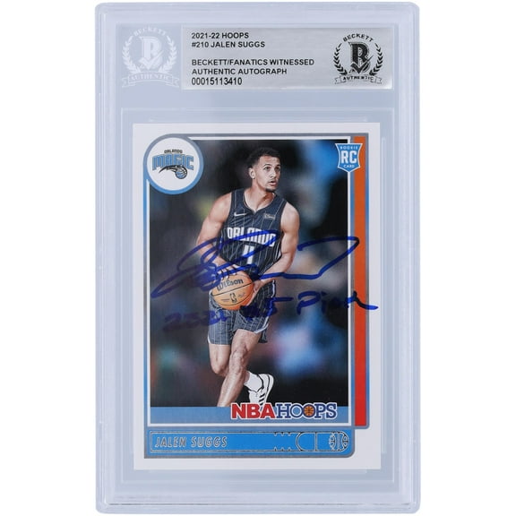 Jalen Suggs Orlando Magic Autographed 2021-22 Panini NBA Hoops #210 Beckett Fanatics Witnessed Authenticated Rookie Card with "2021 #5 Pick" Inscription - Fanatics Authentic Certified