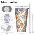 thumbnail image 4 of 16oz Tumblers Fall Pumpkins Leaves Pattern Stainless Steel Vacuum Insulated Double Wall Travel Tumbler Cups Mug with Lid and Straw,Cleaning Brush for Coffee,Tea, 4 of 4