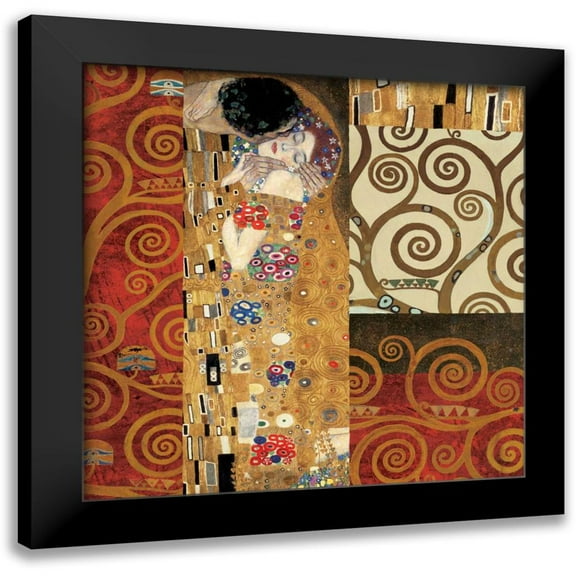 Klimt, Gustav 12x12 Black Modern Framed Museum Art Print Titled - Klimt Details-The Kiss