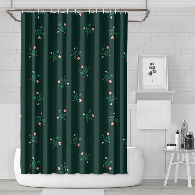 Ensemble de Rideau de Douche avec Encliquetable, Mignon Trèfle Botanique Chanceux (2) Rideaux de Douche Réutilisables Doublure de Douche, Simple Doublure de Douche en Polyester, 72x72 Pouces