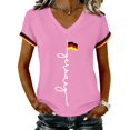 thumbnail image 1 of Women's Germany Football Graphic T-Shirt, Women's V-Neck T-Shirt German Soccer Letter Print Graphic Tee, Casual Fashion Top, Summer Short Sleeve Blouse for Soccer Tournament 2026 Pink Size: 2XL, 1 of 4