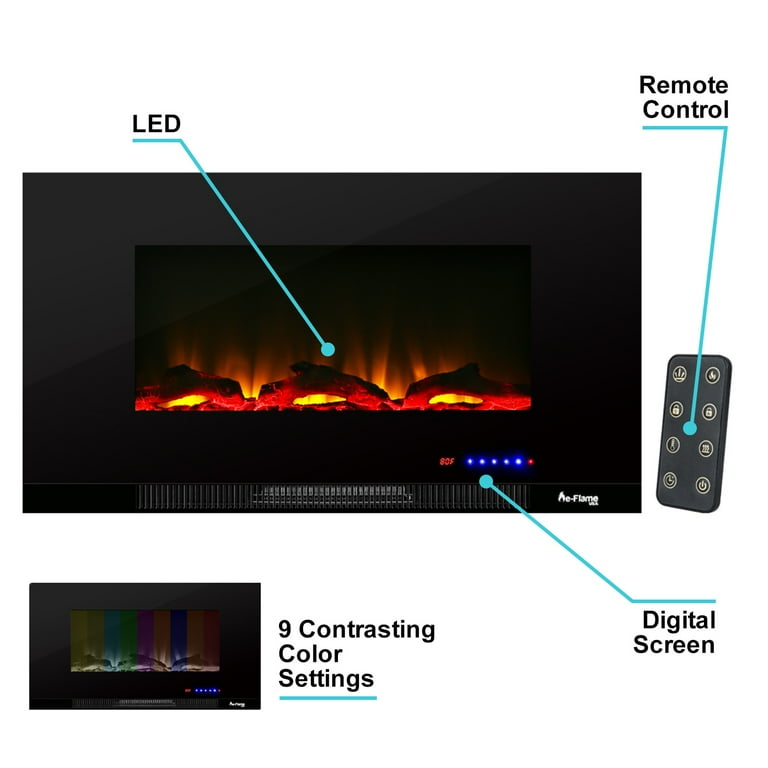 e-Flame USA Livingston 36-inch Wall Mount LED Electric Fireplace