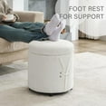 thumbnail image 3 of 16.5 inch Tufted Small Round Storage Ottoman, Modern Upholstered Ottoman with Soft Padded Seat, Chic Round Vanity Foot Stool with Removable Lid,White, 3 of 15