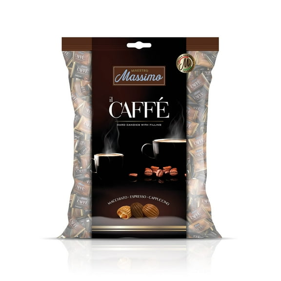 Maestro Massimo Hard Coffee Candy with Filling - Macchiato, Espresso, Cappuccino - Individually Wrapped - A Delightful Gift for Coffee Lovers (Pack of 1)