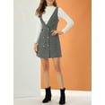 thumbnail image 5 of INSPIRE CHIC Women's Button V Neck Plaid Tweed High Waist Office Overall Dress, 5 of 6