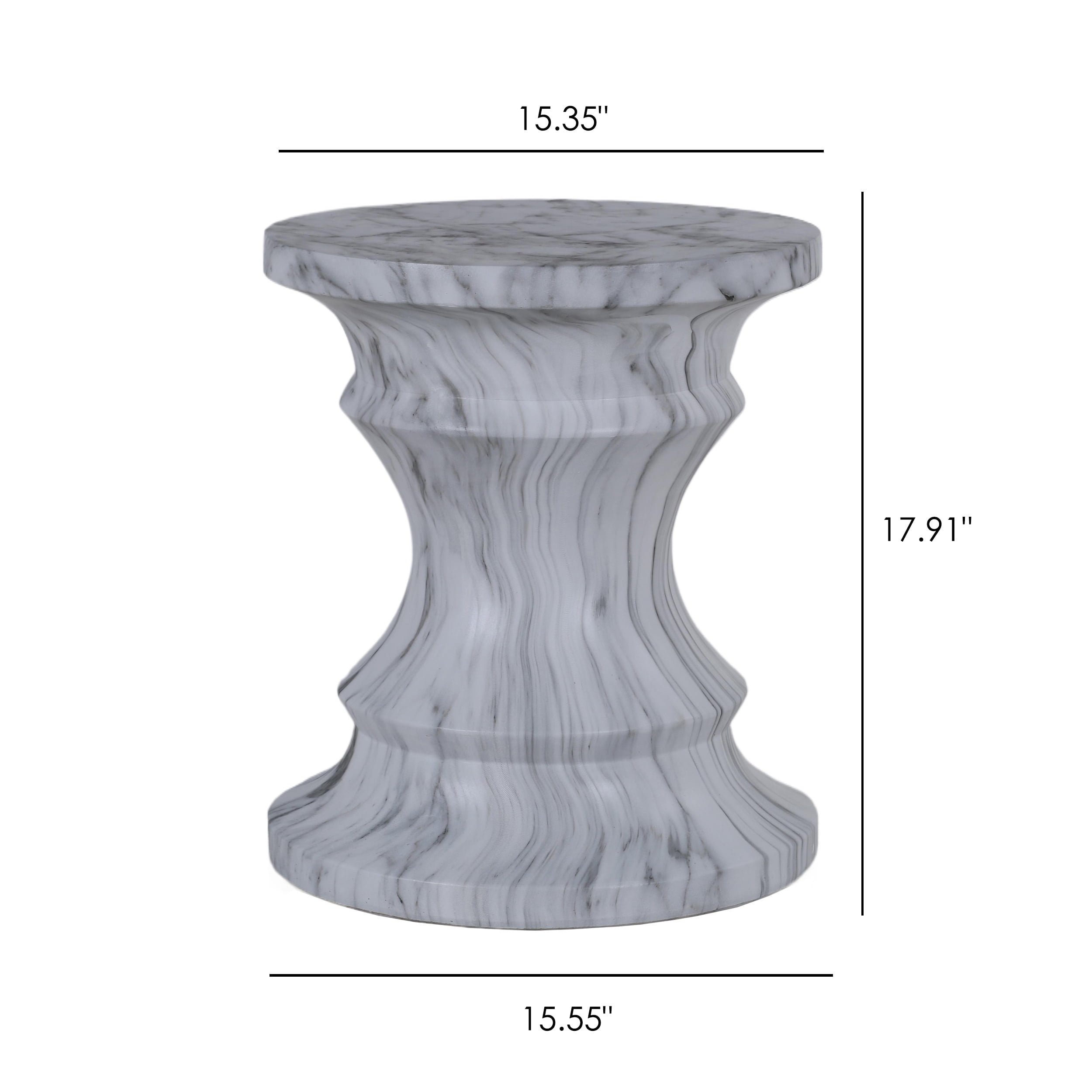 Cement Side Table, Faux Terrazzo Modern Round Accent End Table for Patio Garden Outdoor Home Decor, Marble