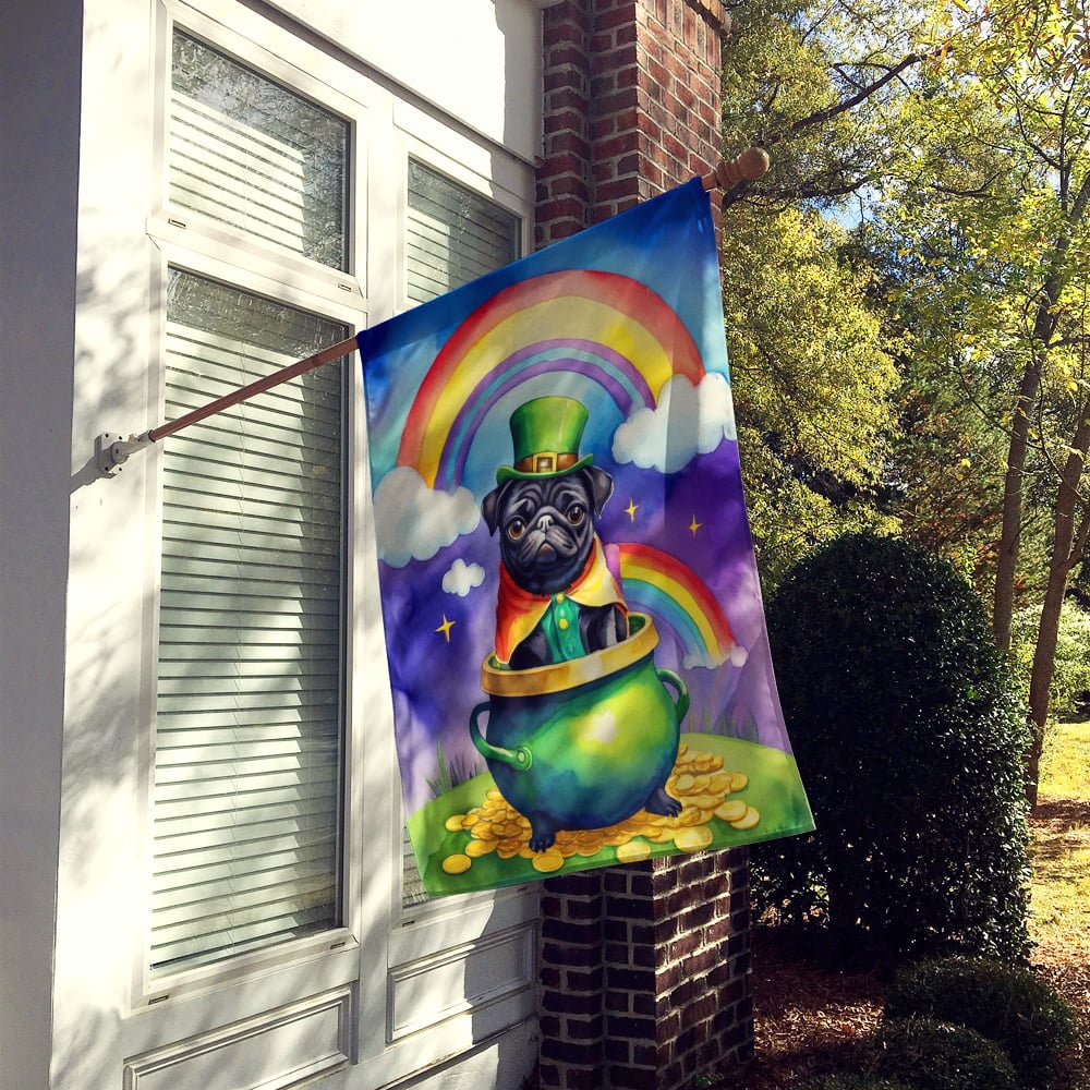 Pug St Patrick's Day House Flag 28 in x 40 in