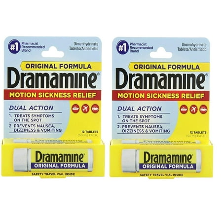 Dramamine Motion Sickness Relief Original Formula Dual Action, 12ct, 2-Pack