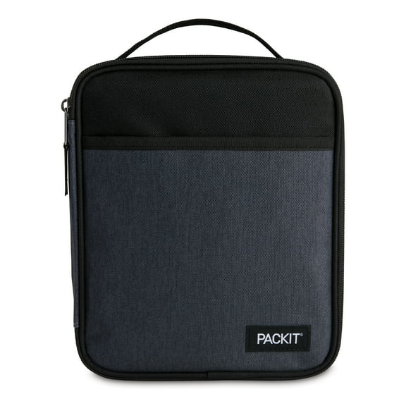 PackIt Freezable, Reusable Upright Lunch Box, Charcoal and Black
