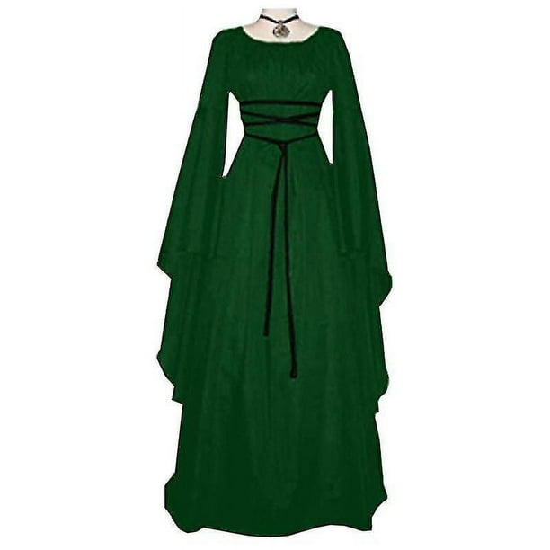 Halloween Mujeres Cosplay Disfraces Gótico Retro Manga Larga Estampado Corse Vestido Fridja Nbo1659