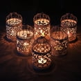 thumbnail image 3 of Small Metal Tealight Hanging Birdcage Lantern, Hollow Candlestick Tealight Vintage Metal Candle Holder Vintage Decorative Centerpieces of Wedding & Party Christmas, 3 of 8